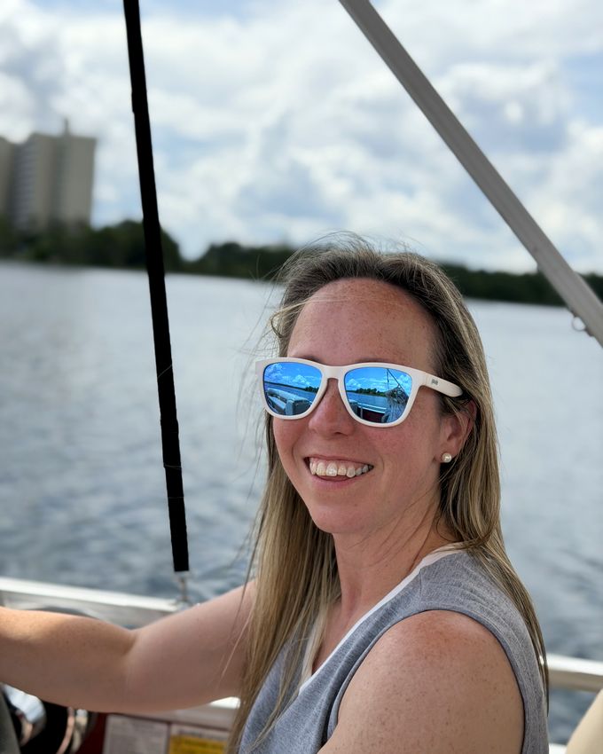 Lynne out on the water at Walt Disney World